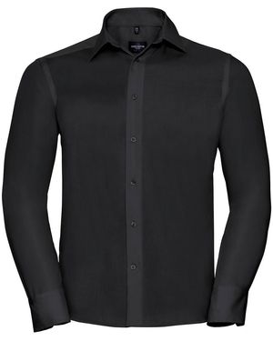 Russell Collection Ultimate Tailored Long-Sleeved Shirt Cotton - Black
