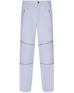 Infinity Leather Zip Jeans-Ancona - White