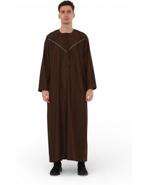 Thobez Eid Moroccan Thobe Robe Djellaba Ramadan Eid Jubba- Hm10 - Brown