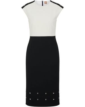 BOSS Devoka1 Jewel Neck Sleeveless Midi Dress - Black