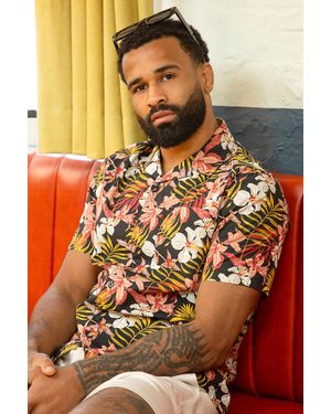 Tokyo Laundry Cotton Printed Poplin Short Sleeve Shirt - Red