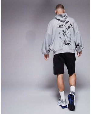 ASOS Extreme Oversized Sweatshirt With Souvenir Prints - Grey