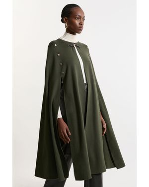 Karen Millen Viscose Blend Military Knit Longline Cape - Green