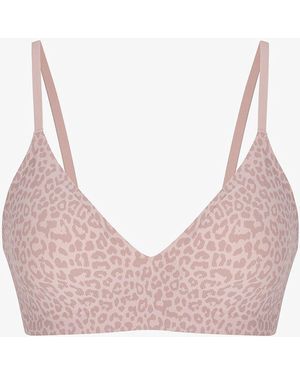 Penti Invisible Ribbed Triangle Leopard Patterned Removable Padded Bra - Pink