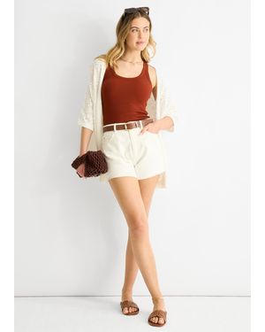 Gini London Crochet Knit Edge To Cardigan - White