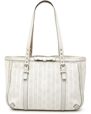 Loewe Pre-Owned Anagram Perforated Coated Canvas Tote - White