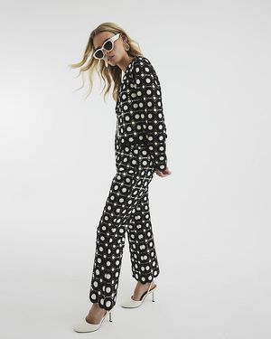 River Island Flared Trousers Petite Crochet - White