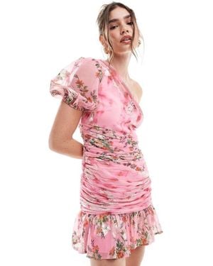 ASOS Metallic One Shoulder Mini Dress - Pink