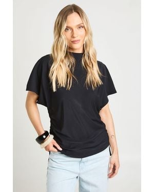 Boohoo Petite Loose Ruched Side Body Top - Black