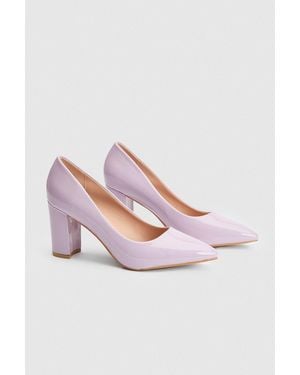 Wallis Elaina Faux Leather Block Heel Court Shoes - Pink