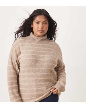 Vila Curve High Neck Textured Knitted Jumper - Brown