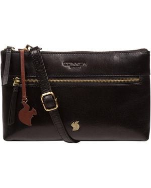 Conkca 'Minnow' Leather Cross Body Clutch Bag - Black