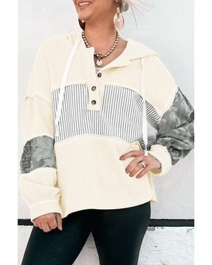 Azura Exchange Hoodie Wafelstructuur Paneel - Naturel