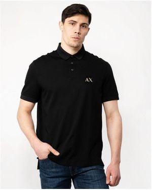 ARMANI EXCHANGE Gold Ax Logo Polo Shirt - Black