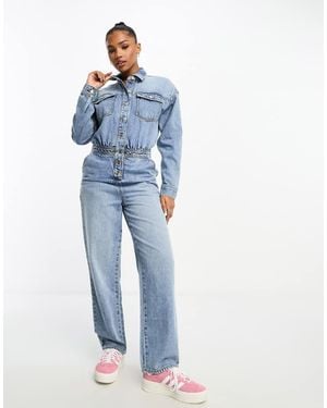 Miss Selfridge Denim Boiler Suit - Blue
