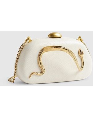 River Island Clutch Bag Snake Crossbody Strap Pu - Blue