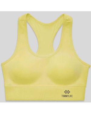TOMMY LIFE Sleeveless Cropped Fitted Sports Top - Yellow