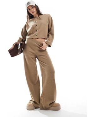 Miss Selfridge Soft Rib Wide Leg Trouser - White