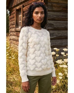 Roman Heart Detail Knit Jumper - White