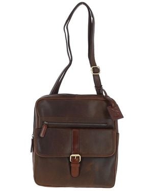 Fenland Sheepskin Real Oily Leather Medium Messenger Bag - Brown