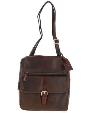 Fenland Sheepskin Real Oily Leather Medium Messenger Bag - Brown