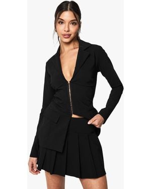 Boohoo Bengaline Pleated Mini Skirt - Black