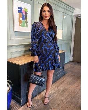 AX Paris Cobalt And Print Wrap Mini Dress - Blue