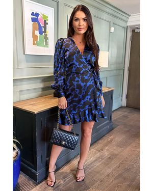 AX Paris Cobalt And Print Wrap Mini Dress - Blue