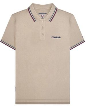 Lambretta Twin Tip Polo Shirt /Moon/Ocean/Winter Bloom) Cotton - Natural