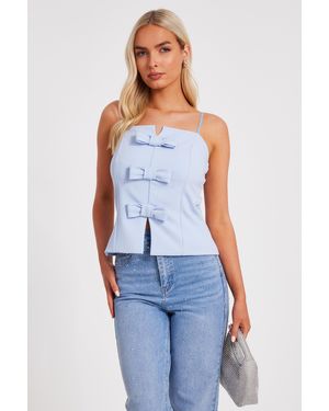 Quiz Bow Front Strappy Top - Blue