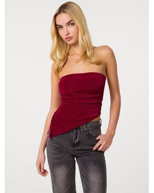 Pink Vanilla Asymmetric Bandeau Top - Red