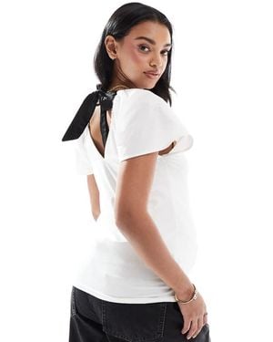 Mama.licious Maternity Bow Back Jersey Top - White