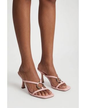 Boohoo Hardware Ring Detail Toe Post Heeled Mules - Brown