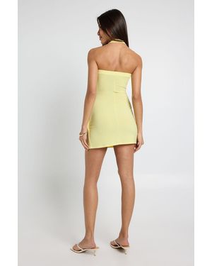 petite halterneck gold trim tiered mini dress Boohoo in Brown SpringSale25_30