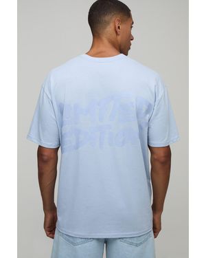 BoohooMAN Oversized Limited Edition Gloss Print T-Shirt - Blue