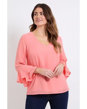 Wallis Dobby Flute Sleeve Top - Pink