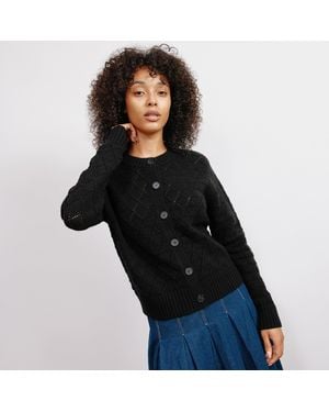 Albaray Pointelle Knit Cardi - Black