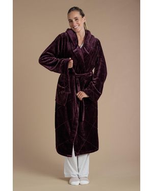 Tokyo Laundry Quilted Hooded Dressing Gown - Red