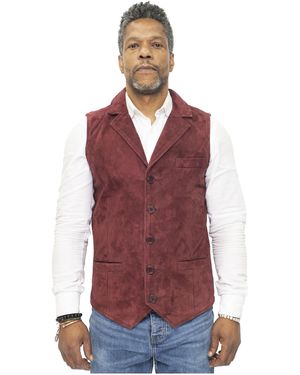 Infinity Leather Classic Smooth Goat Suede Waistcoat-Exeter - Red