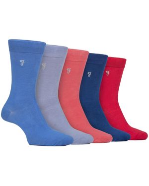 Farah 5-Pack Bamboe Patroon Sokken - Blauw