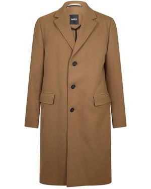 BOSS Hyde Flaps Overcoat - Brown