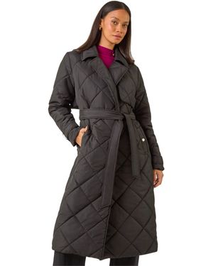 D.u.s.k Chevron Wrap Quilted Puffer Coat - Black