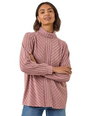 Roman Textured Stripe Cowl Neck Top - Pink