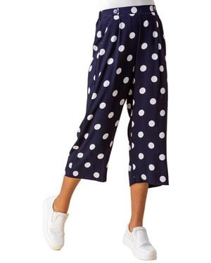 Roman Polka Dot Culotte Trousers - Blue