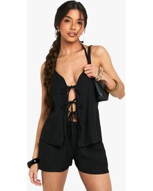 Boohoo Linen Look Halterneck Waistcoat - Black