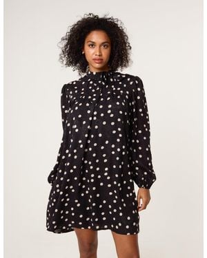 bright blue blazer dress Black Pattern | Polka Dot High Neck Midi Dress main image 0
