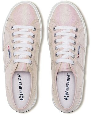 Superga Ladies 2740 Lame Platform Trainers /Iridescent) - Natural