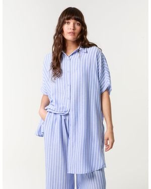 Blue Vanilla Oversized Pinstripe Shirt - Blue