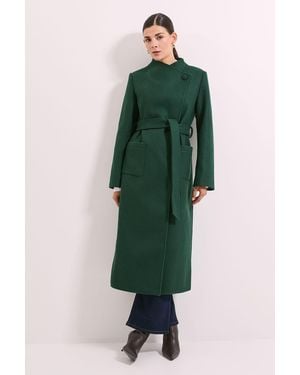 PRINCIPLES Wrap Belted Coat - Green
