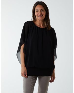 Blue Vanilla Double Layer Sheer Detail Blouse - Black